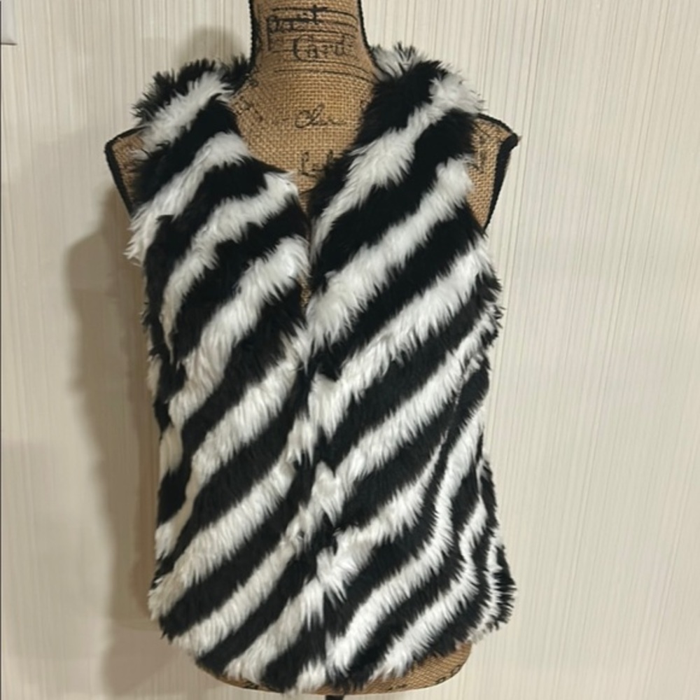 Black and White Faux Fur Vest